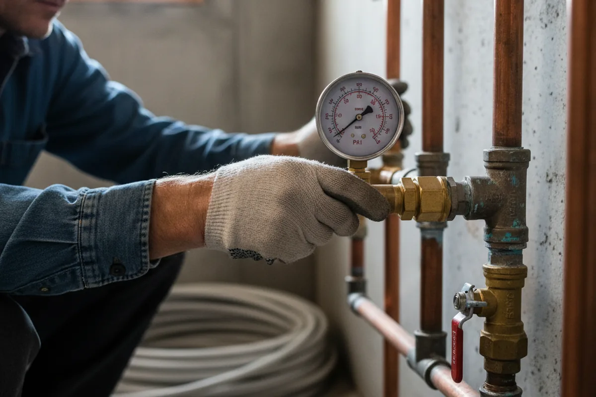 Pressure testing a repaired line during Water Line Repair in Meadow Vista